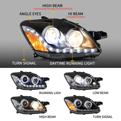 Vland Projector HeadLights For 2005-2013 Toyota Yaris/Vios/Belta Sedan Only 2th Gen (Ncp93) Black