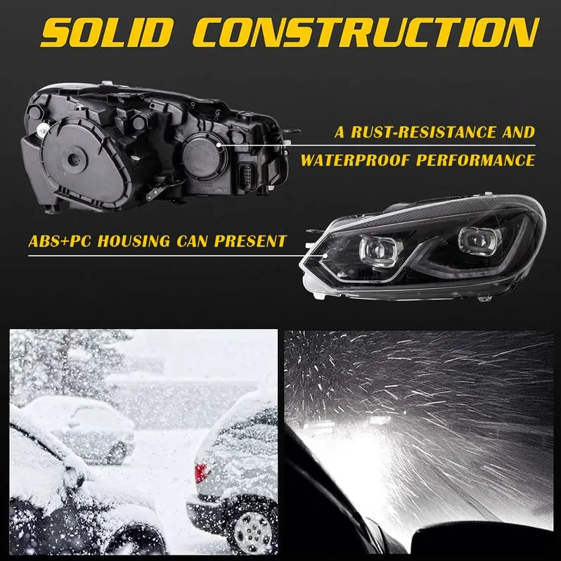 VLAND LED Headlights For Volkswagen Golf Mk6 2009-2014 Halogen Models