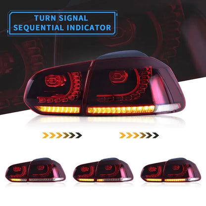 VLAND LED Taillights for Volkswagen Golf 6 MK6 2008-2013 With Sequential indicators