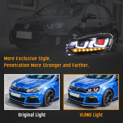 VLAND LED Headlights with Demon Eyes Fit for Volkswagen Golf6 Mk6 2009-2014