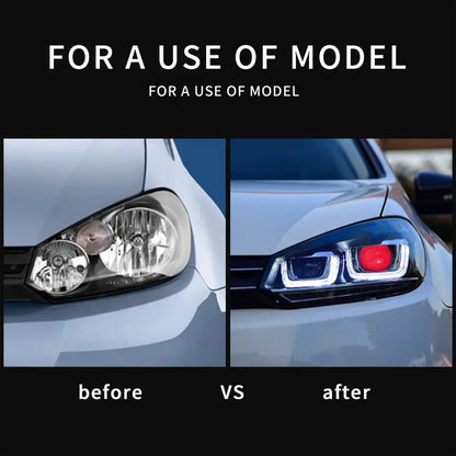 VLAND LED Headlights with Demon Eyes Fit for Volkswagen Golf6 Mk6 2009-2014