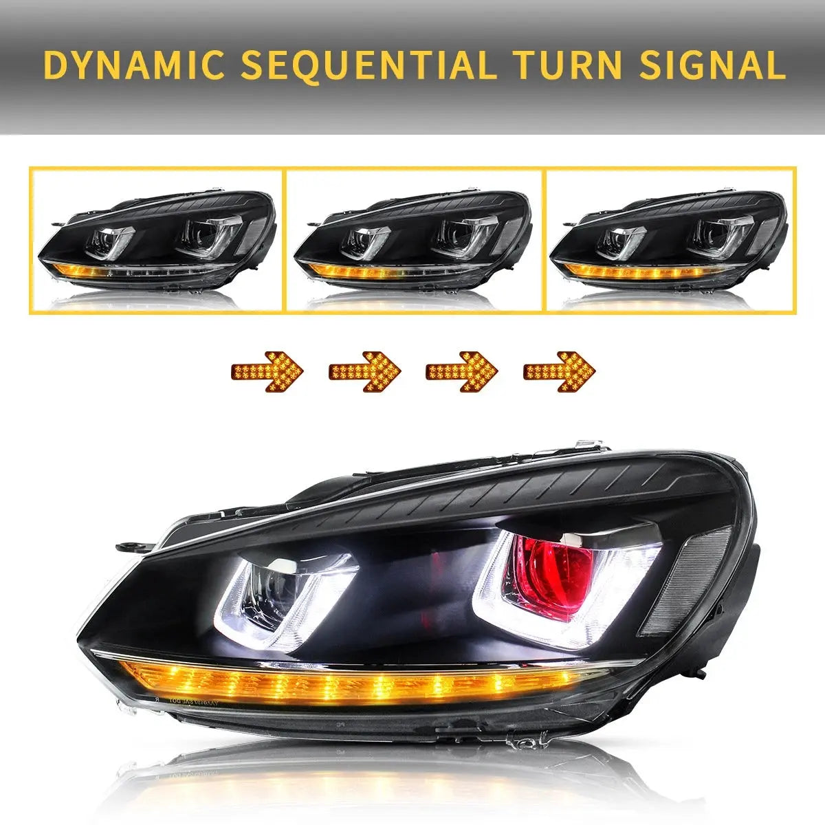VLAND LED Headlights with Demon Eyes Fit for Volkswagen Golf6 Mk6 2009-2014