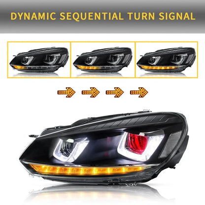 VLAND LED Headlights with Demon Eyes Fit for Volkswagen Golf6 Mk6 2009-2014