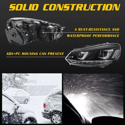 VLAND LED Headlights with Demon Eyes Fit for Volkswagen Golf6 Mk6 2009-2014