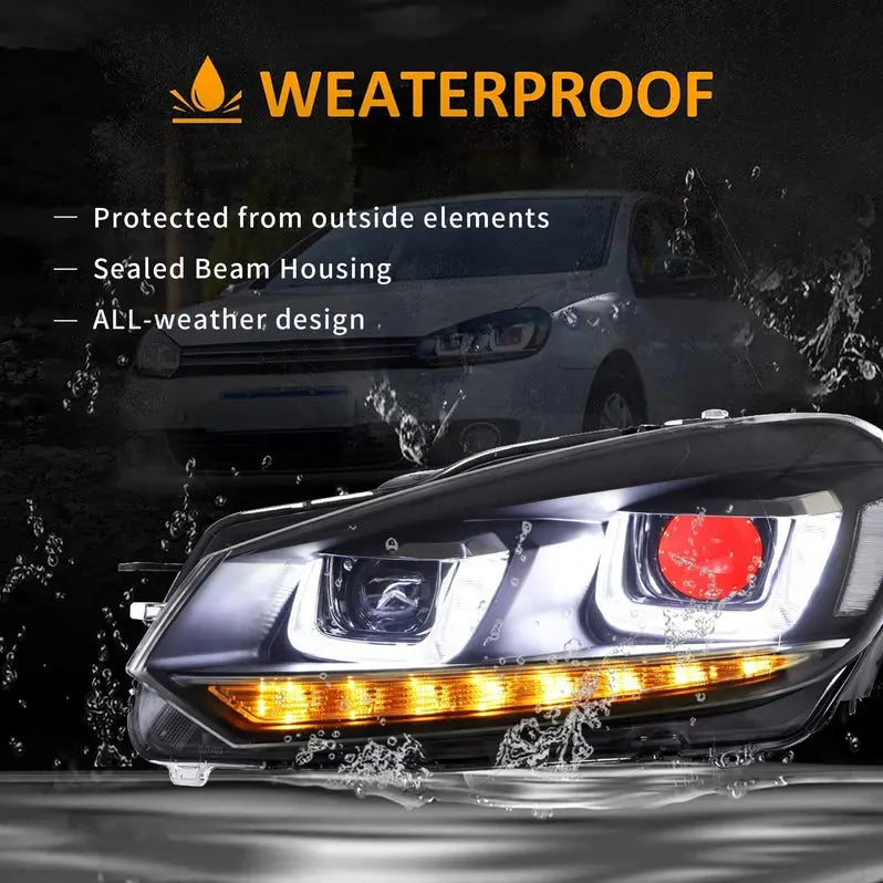 VLAND LED Headlights with Demon Eyes Fit for Volkswagen Golf6 Mk6 2009-2014