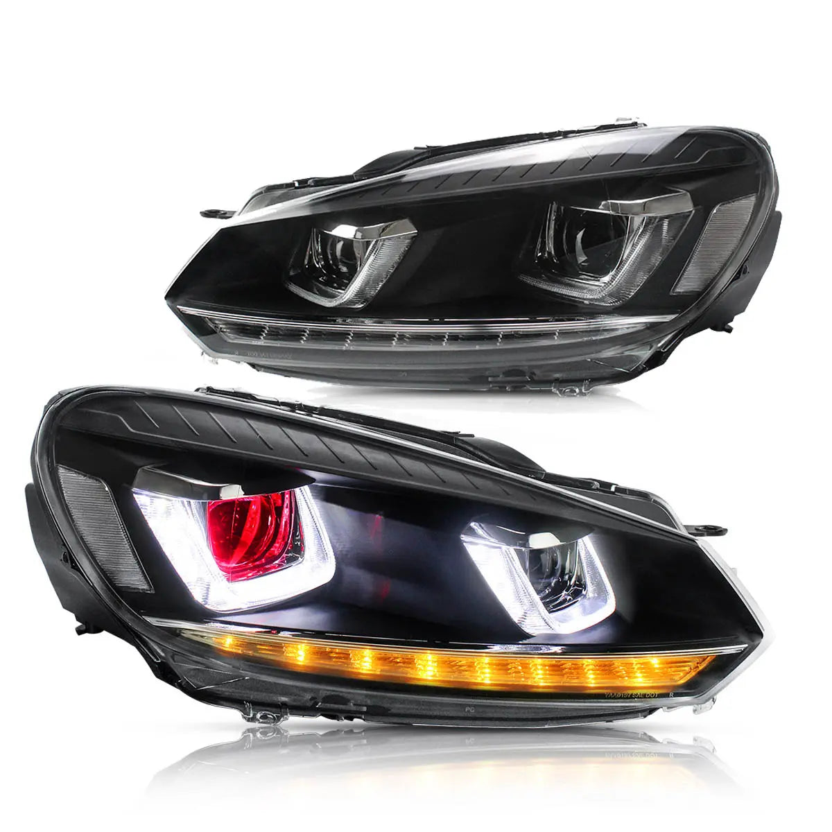 VLAND LED Headlights with Demon Eyes Fit for Volkswagen Golf6 Mk6 2009-2014