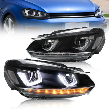 VLAND LED Headlights with Demon Eyes Fit for Volkswagen Golf6 Mk6 2009-2014