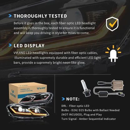 VLAND LED Headlights for Volkswagen VW Golf 7 / MK7 2015-2017 (NOT fit for Golf GTI and Golf R models)