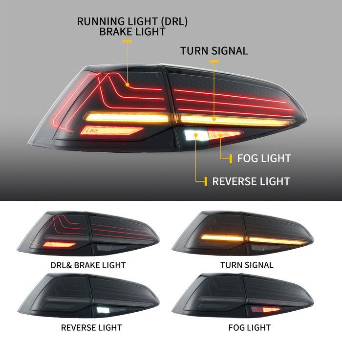 VLAND LED Taillights Laser Style For 2015-2021 Golf 7 MK7 MK7.5 Hatchback (Europe is 2013-2019)