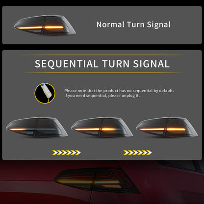 VLAND LED Taillights Laser Style For 2015-2021 Golf 7 MK7 MK7.5 Hatchback (Europe is 2013-2019)