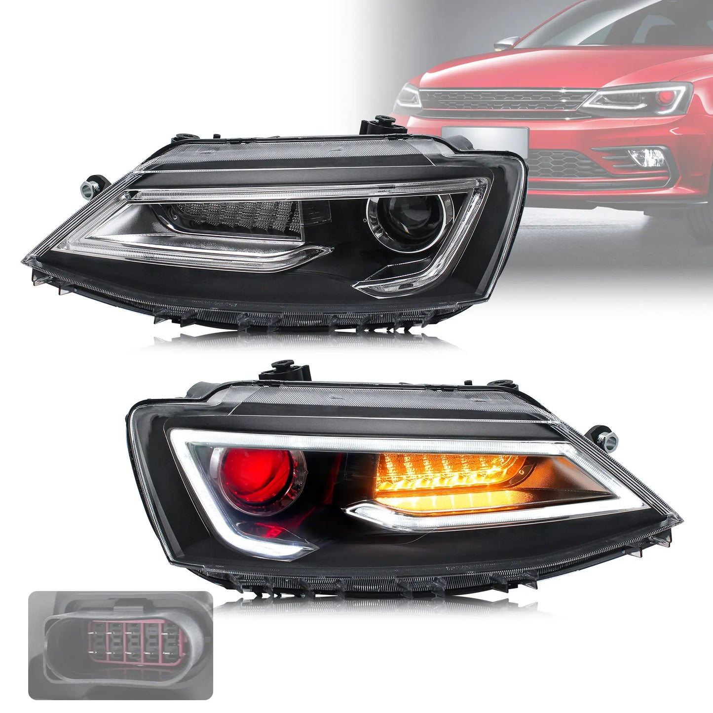 VLAND Dual Beam Headlights Fit for Volkswagen Jetta/Sagitar 2011-2018(NOT FOR GLI)