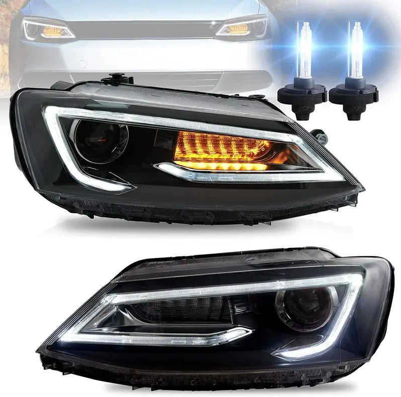 VLAND Headlights+ D2H Bulbs with Decoder Assembly Fit for Volkswagen Jetta 2012-2018 [NOT for GLI]