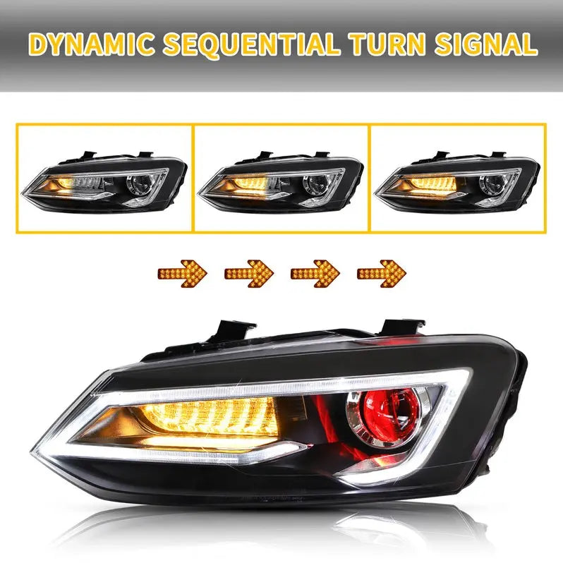VLAND Dual Beam LED HeadlightsFit For Volkswagen 2009-2017 Polo MK5