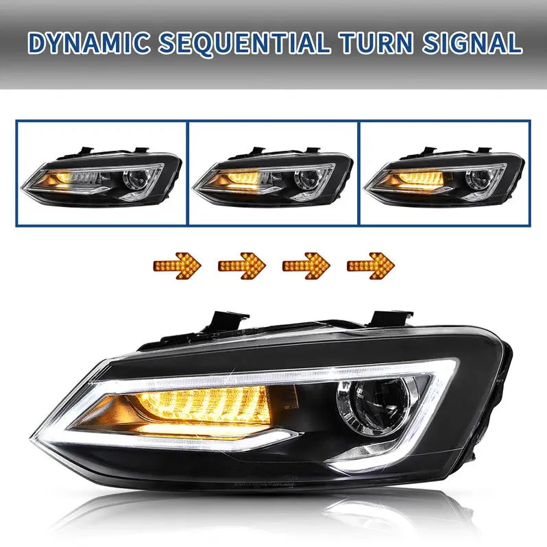 VLAND Dual Beam LED HeadlightsFit For Volkswagen 2009-2017 Polo MK5