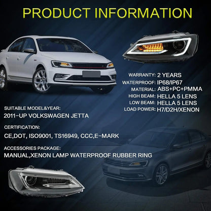 VLAND Dual Beam LED HeadlightsFit For Volkswagen 2009-2017 Polo MK5