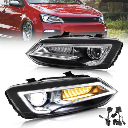 VLAND Dual Beam LED HeadlightsFit For Volkswagen 2009-2017 Polo MK5