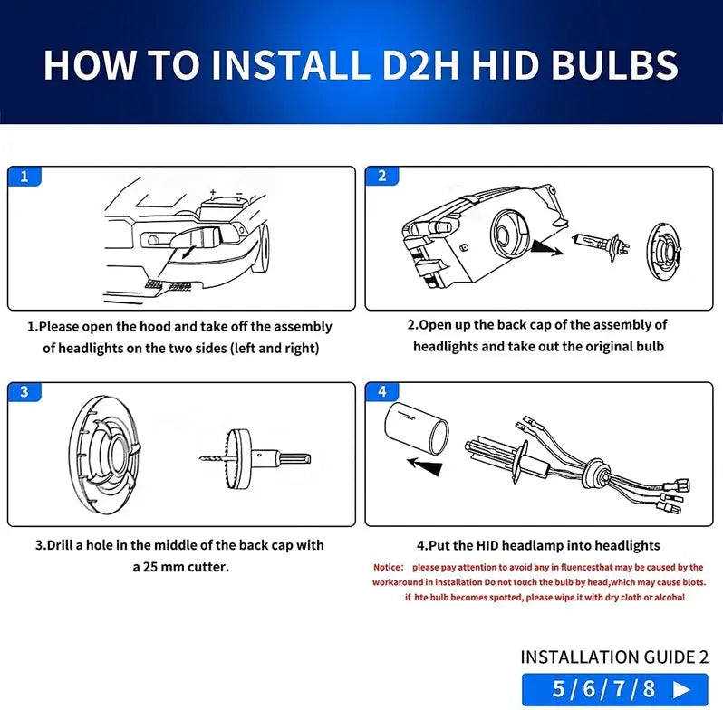 VLAND LED Headlights With D2H Xenon Bulbs Fit For Volkswagen Polo MK5 6R 6C 2009–2017 【Not for 1.2 TSI/R/GTI】