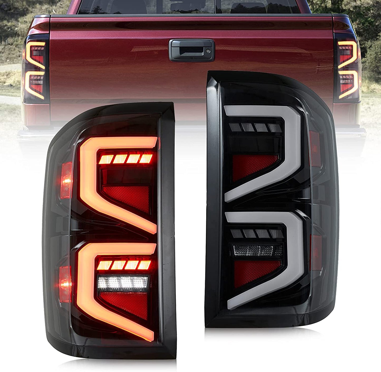 VLAND LED Tail Lights For Chevrolet Silverado 1500 2014-2018 2500HD/ 3500HD 2015-2018 GMC Sierra 3500HD Dually Models 2015-2019