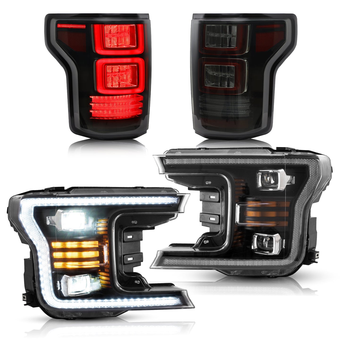 VLAND LED Projector Headlights and Full LED Tail Lights For Ford F150 2018-2020(Do not fit 2017-2020 Ford F-150 Raptor)
