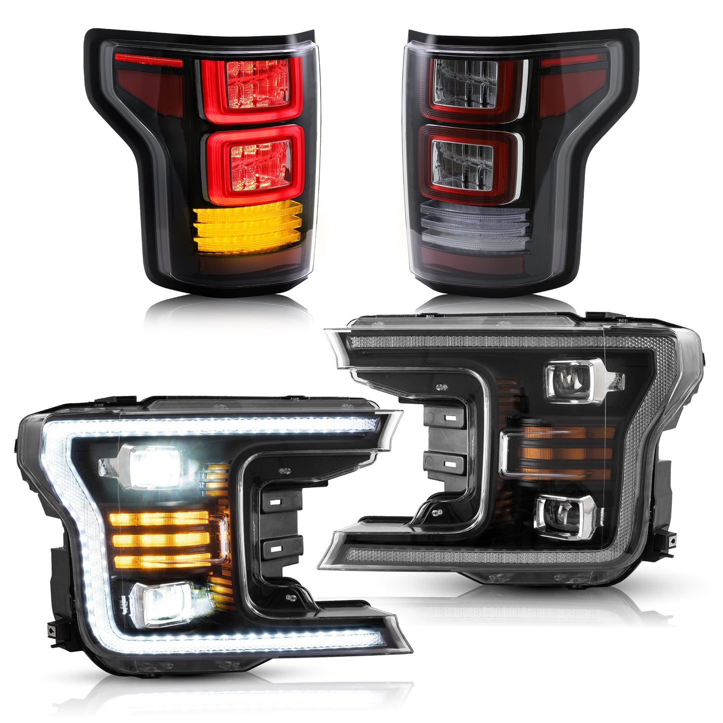 VLAND LED Projector Headlights and Full LED Tail Lights For Ford F150 2018-2020(Do not fit 2017-2020 Ford F-150 Raptor)