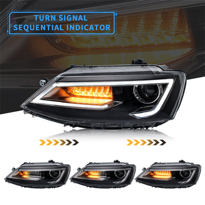 VLAND Dual Beam Headlights Fit for Volkswagen Jetta/Sagitar 2011-2018(NOT FOR GLI)