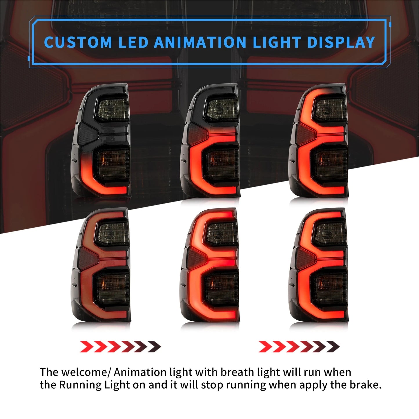 VLAND Full LED Tail Lights For Toyota Vigo / Hilux 2015-2020 with Animation Welcome Light