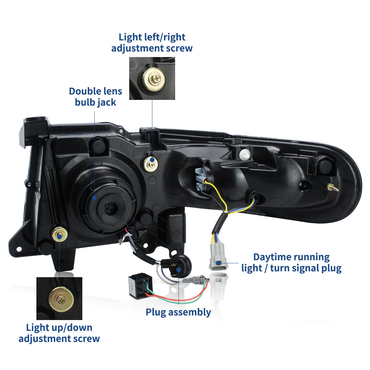 VLAND LED Headlights With Grille Assembly+2PCs D2H Xenon Bulbs Fit for 2007-2015 Toyota FJ Cruiser 1st Gen