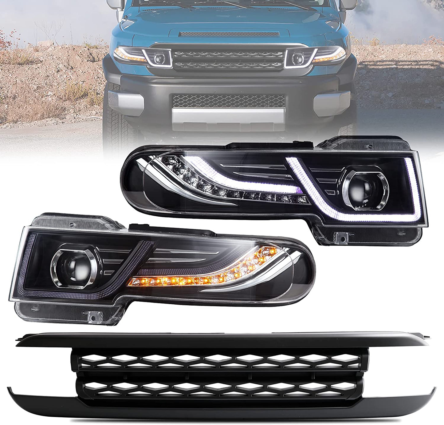 VLAND LED Headlights For Toyota Fj Cruiser With Grille 2006-2022 (Bulbs Not Included)