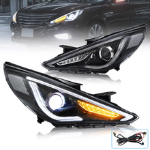 VLAND Dual Beam Sequential Headlights For Hyundai Sonata 2011-2014 ABS PMMA GLASS Material (Bulbs Not Included)