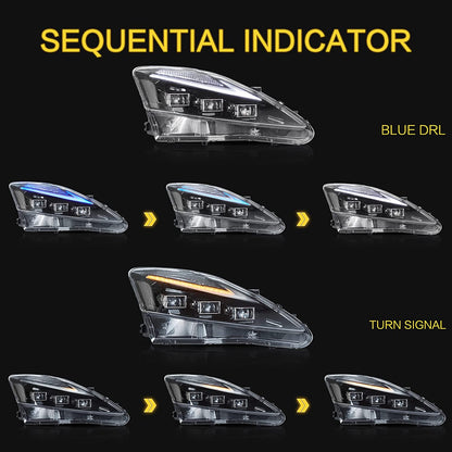 VLAND LED Projector Headlights For Lexus IS250/IS250C IS350/IS350C IS220d 2006-2013 ISF 2008-2014 With Animation & Blue Breathing